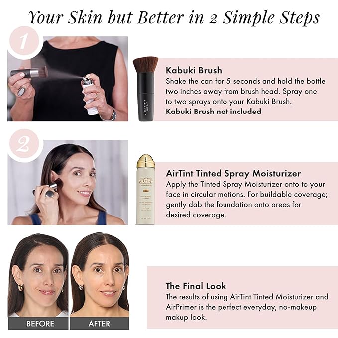 Jerome Alexander MagicMinerals AirTint Tinted Moisturizer AirBrush Spray Light Shade | Tinted Moisturizer Spray with Anti-Aging Ingredients | Warm Bright-FemmiqueWomen