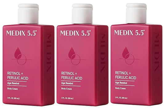 Medix 5.5 Retinol Body Lotion Firming Moisturizer | Crepey Skin Care Treatment | Retinol Body Cream | Firming Cream Targets Look Of Crepe Skin, Wrinkles, & Sagging, 3 Fl Oz Travel Size, 3-Pack-FemmiqueWomen
