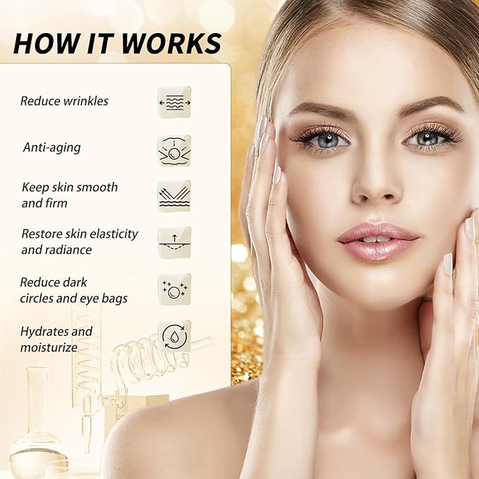 24k Gold Under Eye Patches - 60 Pcs Eye Mask Pure Gold Anti-Aging Collagen Hyaluronic Acid Under Eye Mask for Dark Circles, Puffiness & Wrinkles Refresh Your Skin-FemmiqueWomen