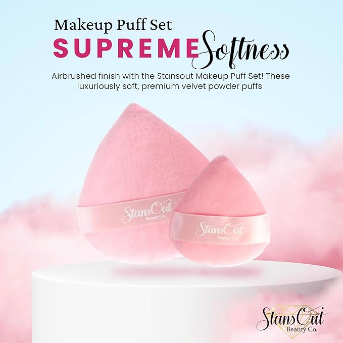 StansOut Beauty Velvet Makeup Puff Set (2-Pack) - Luxuriously Soft Powder Puffs for Seamless Face Makeup Application - Premium Quality - Perfect for Flawless On-the-Go Touch-Ups-FemmiqueWomen