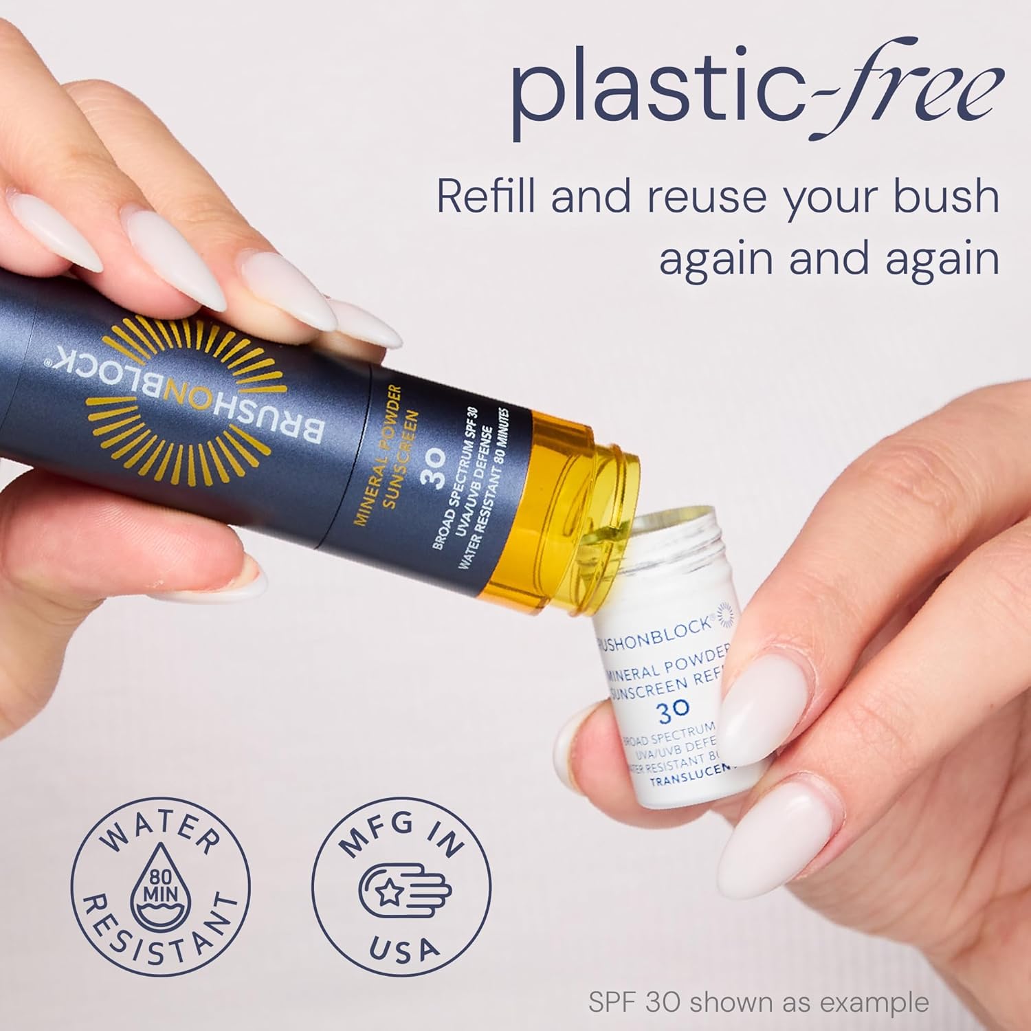 Brush On Block Mineral Sunscreen Powder Refill, Natural Broad-Spectrum SPF 50, Safe for Sensitive Skin, UVA UVB Face Protection, Reef Friendly (Translucent - Refill)-FemmiqueWomen