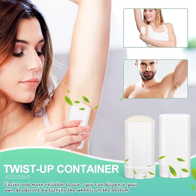 15ml Travel Deodorant Containers,Top-Fill,Empty Plastic Oval Lip Balm Tubes for Chapstick,Lip Balm,Lotion Bar Sticks,Salve,Homemade Solid Lotion,Sample Size Deodorant-30 Pack,White-FemmiqueWomen