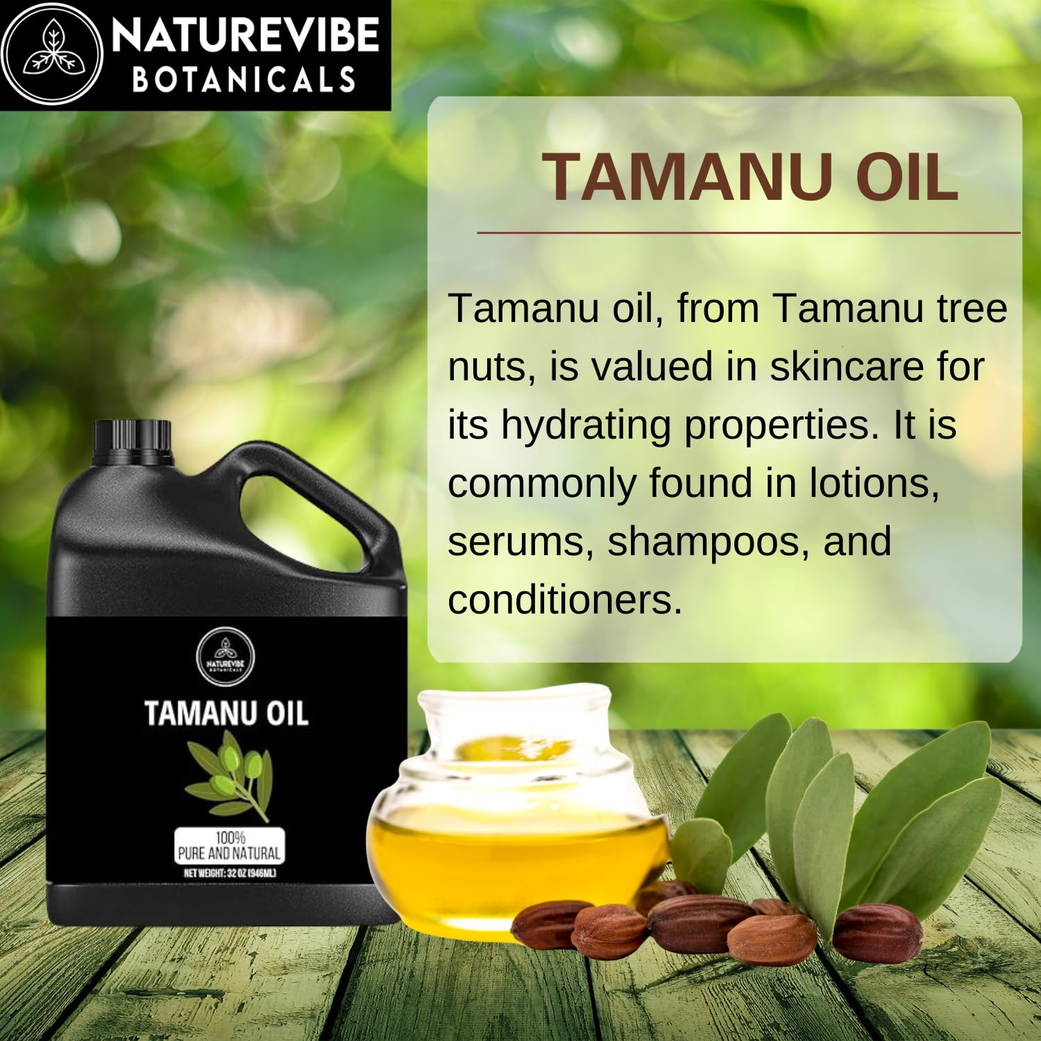 Naturevibe Botanicals Tamanu Oil 32 Ounces | 100% Pure and Natural | Great for Skin Care and Hair Care-FemmiqueWomen