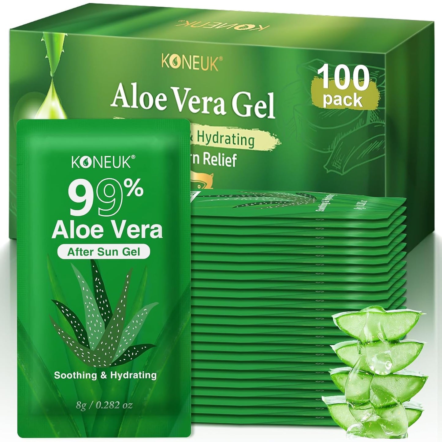 100 Pack Bulk Aloe Vera Gel, 99% Pure Aloe Vera Gel for Face, Hair, Skin, Body, Sunburn Relief, Hydrating Aloe Gel Travel Size Suitable for All Skin Types, Aloe Gel for After Sun Skin Care Relief-FemmiqueWomen