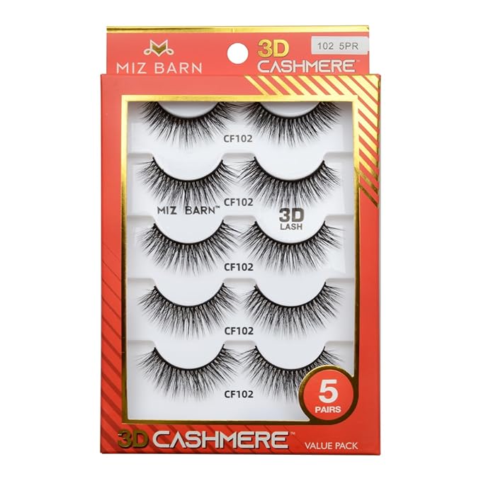 Miz Barn Lashes 5 Pairs Cat Eyes Wispy Lightweight Natural 3D Cashmere Soft Long Extension Eyelashes Pack Handmade Luxurious Volume Fluffy False Eyelashes (CF102)-FemmiqueWomen