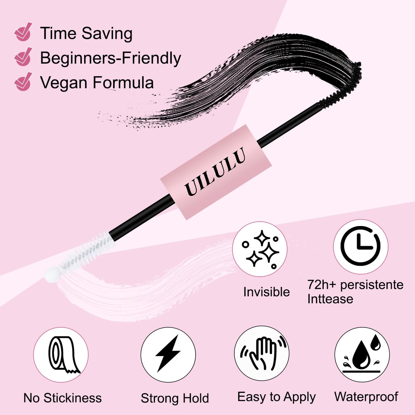 Lash Bond and Seal - 2-in-1 Lash Glue (5ml) & Sealer (5ml) for DlY Lash Extensions at Home, Waterproof Eyelash Adhesive for Cluster& Individual Lashes, Black Bond Eyelash Glue with Strong Hold-FemmiqueWomen