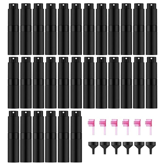 30 PCS/8ML Portable Atomizer Perfume Bottles, Mini Empty Refillable Cologne Spraye Bottle, Pocket Travel Perfume Liquid Sprayer (Matte Black)-FemmiqueWomen