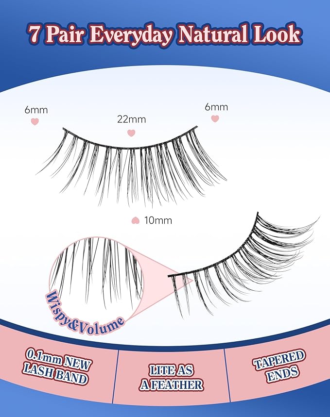 3/4 Lashes Half Natural Wispy Eyelashes Flared Corner Eyelashes False CatEye Lash Half Small Eyelash 7 Pairs D47-FemmiqueWomen