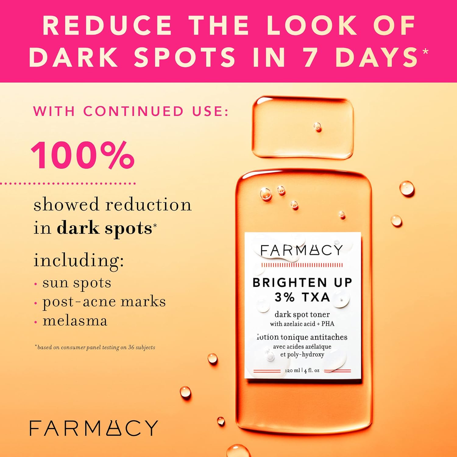 Farmacy 3% TXA Toner for Face - Brightening Face Toner for Oily Skin - Liquid Exfoliant with Azelaic Acid + 5% PHA to Target Visible Dullness + Help Reduce Uneven Skin Tone (120ml)-FemmiqueWomen