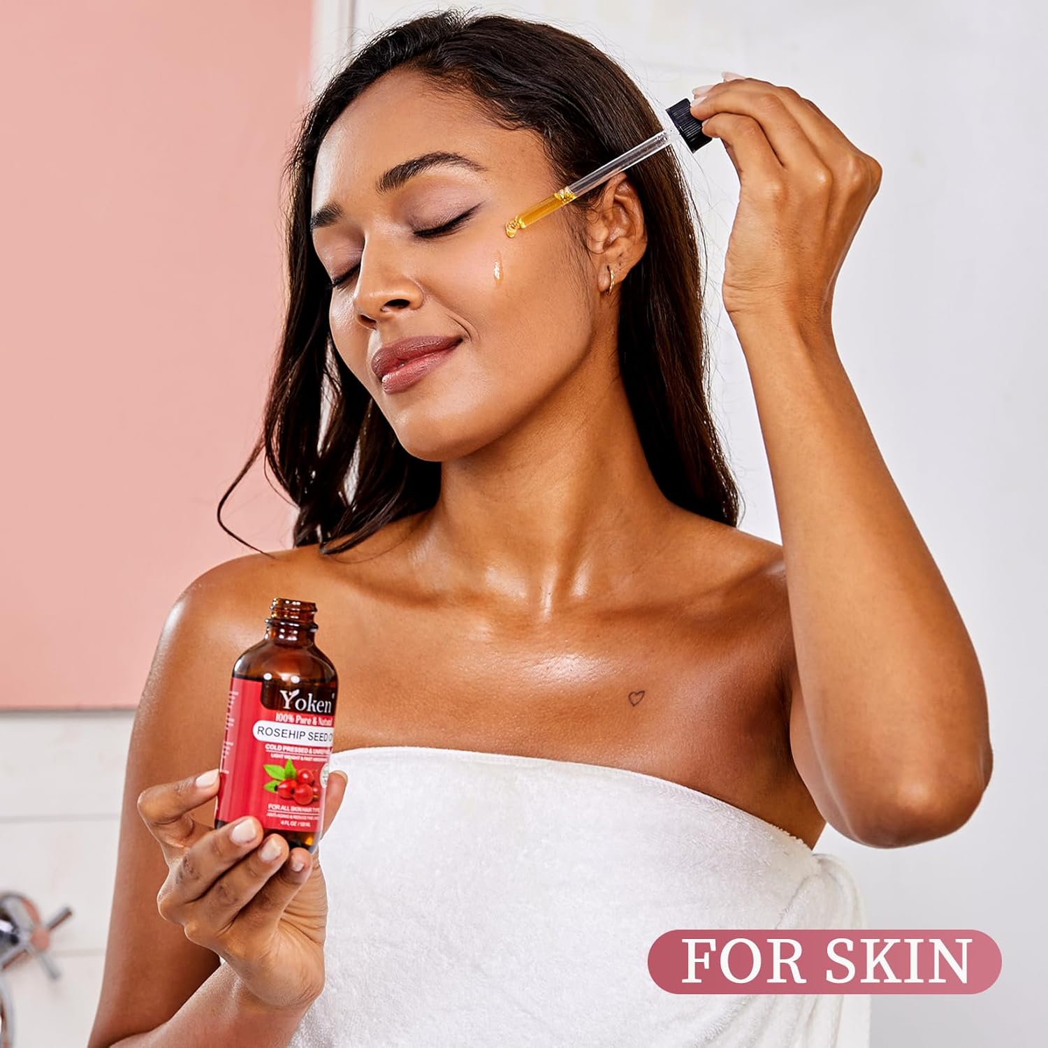 Yoken Rosehip Seed Oil For Face,100% Pure Rosehip oils For Skin,Scars,Hair & Nails.4 fl Oz Cold Pressed Rose Hips Oil For Skin Care, Anti-Aging, Scar Treatment, GUA SHA Massage DIY (4 Fl Oz)-FemmiqueWomen