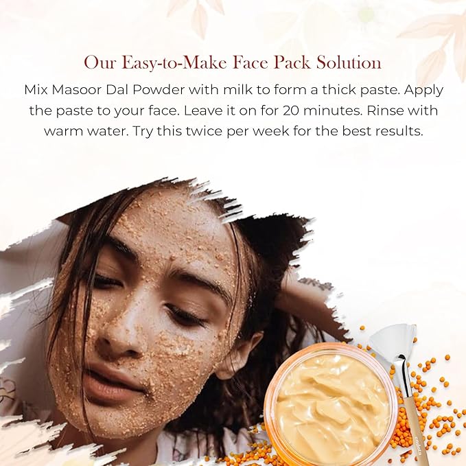 100% Natural Masoor Dal Powder | (3.5 Oz) Organic Lentils Powder for Face & Skin | Red Lentils Powder for Natural Face Pack | Dried Masoor Dal Cleansing Powder & Skin Brightener for Face-FemmiqueWomen