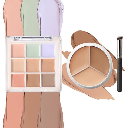 12 Colors Correcting Concealer Palette Kit with Brush,Cream Makeup Contour Palette for All Skin Type,Color Corrector Concealer Foundation Palette for Conceals Dark Circles & Blemish-FemmiqueWomen