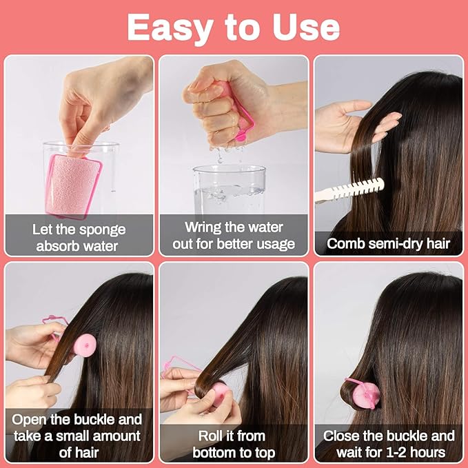 36PCS Foam Hair Rollers - Sponge Rollers for Heatless Hair Curler for Short/Long Curling Sleep rolos para cabello Jumbo Large Sponge Curlers Soft Sleeping Thin Hair Curl Overnight rulos-FemmiqueWomen