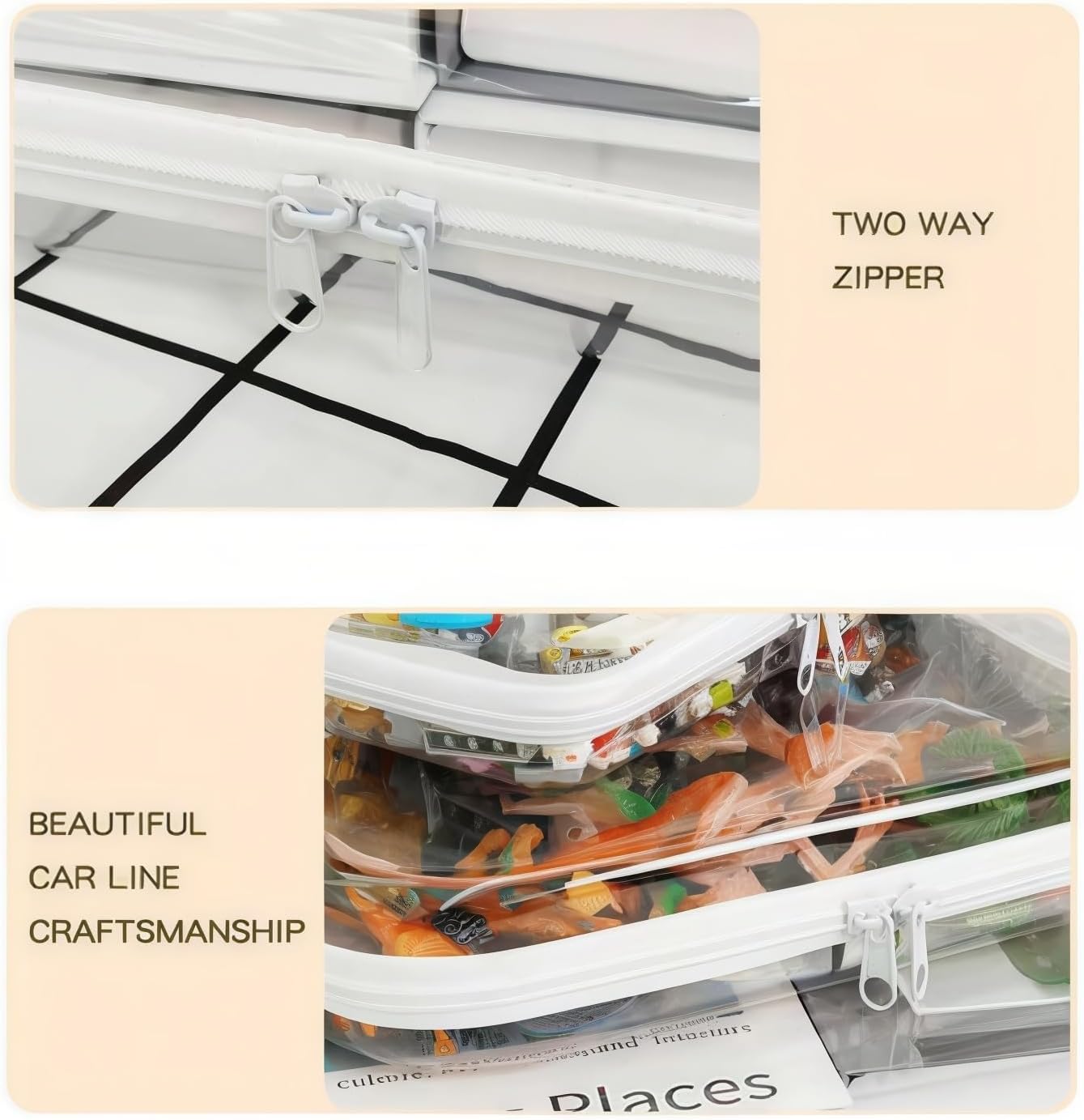 3 Pcs Zippered Transparent Cases，Clear Hard Pouch，Portable Double Zipper Hard Bag,Waterproof Clear Hard Shell Zipper Case for Cosmetic Storage, Snacks, Pencil Case (Medium*3)-FemmiqueWomen