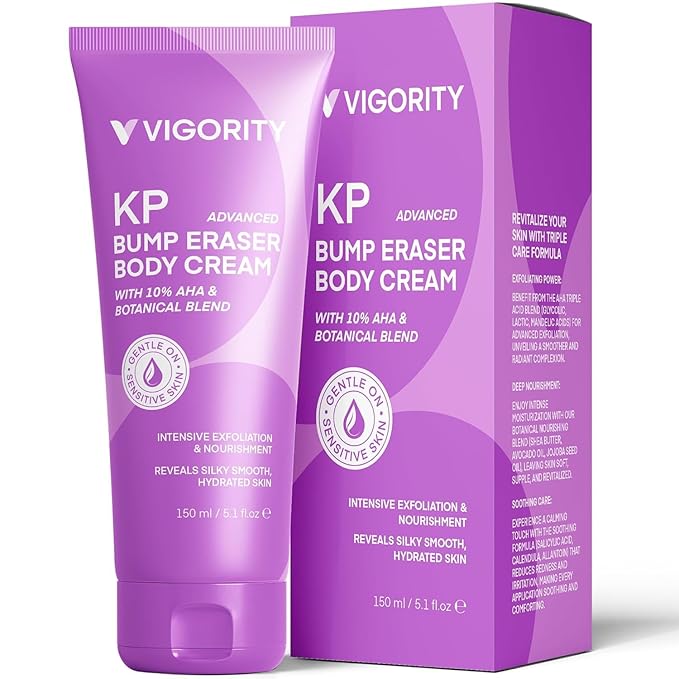 Vigority Keratosis Pilaris Treatment Cream with Lactic Acid – KP Body Bump Exfoliating Moisturizer for Rough, Bumpy, Dry & Flakey Skin, Strawberry Legs – 5.1 Oz-FemmiqueWomen