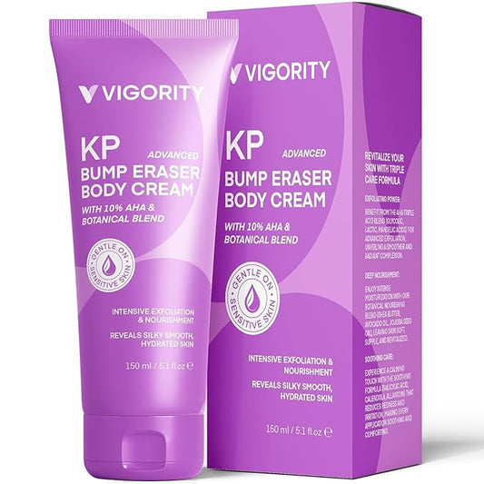 Vigority Keratosis Pilaris Treatment Cream with Lactic Acid – KP Body Bump Exfoliating Moisturizer for Rough, Bumpy, Dry & Flakey Skin, Strawberry Legs – 5.1 Oz-FemmiqueWomen