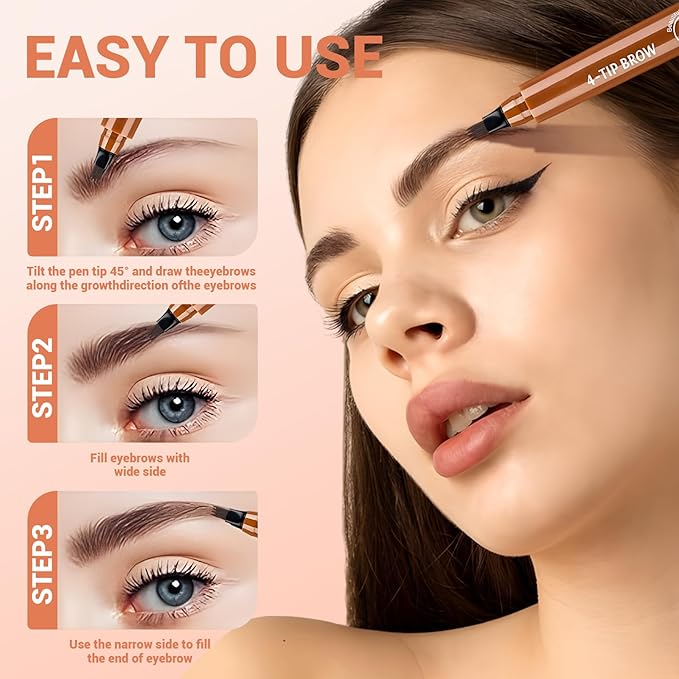 2025 New Magic Eyebrow Pencil, 3D Waterproof 4 Tipped Precise Brow Pen Microblading Eyebrow Pencil Contouring Pen Fine Stroke Microblading Creates Natural (5 Pcs)-FemmiqueWomen
