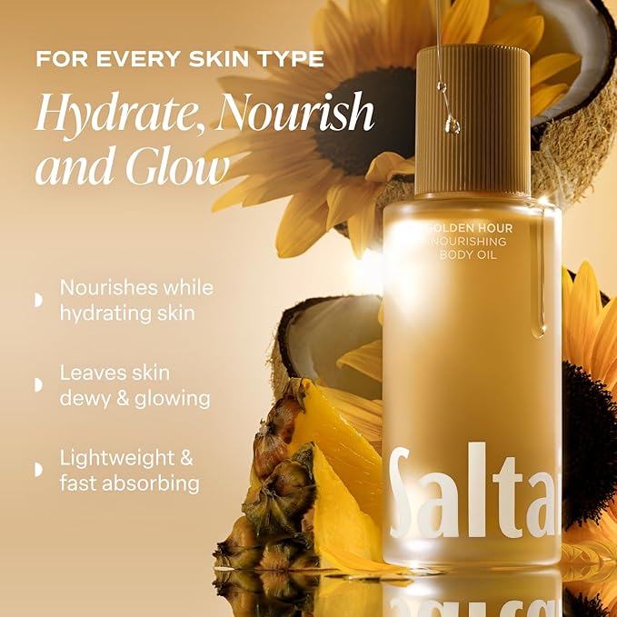 Saltair Body Oil. Luxurious Golden Hour After Shower and Bath Oil Moisturizer for Women and Men. Botanical, Non-Greasy, and Well-Absorbing Lotion for Hydrating Dry Skin. 4oz Pump Bottle-FemmiqueWomen