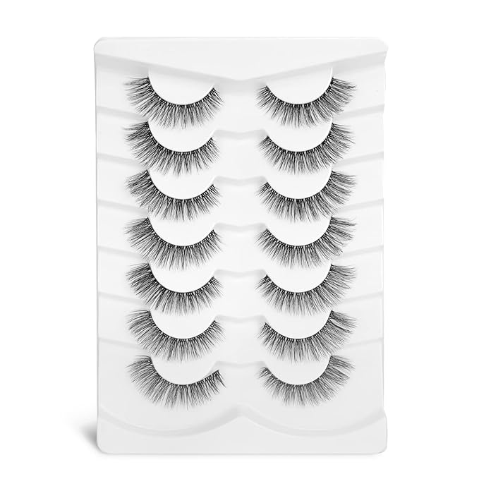 Onlyall Natural Eyelashes Mink False Eyelashes Natural Wispy Lashes Soft Clear Band Lashes Fluffy False Lashes 14MM A11-FemmiqueWomen
