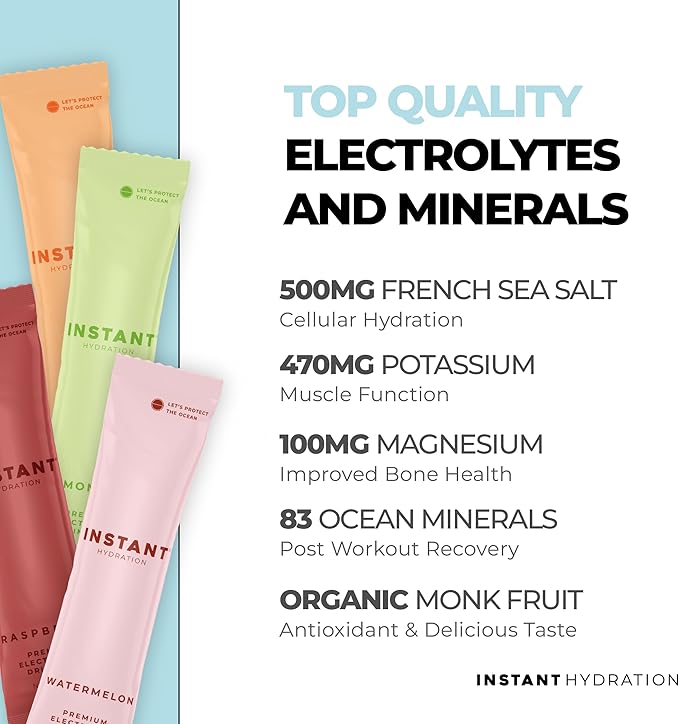 Instant Hydration Electrolytes Powder Packets - Variety Pack - Zero Sugar - Keto, Vegan, Gluten-Free, Non-GMO - Boost Recovery, Brain Function, Muscle & Tissue Health - 12 Sticks-FemmiqueWomen