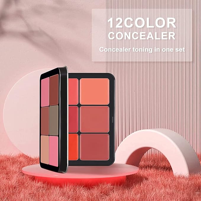 12 Colors Blush Palette,Highlighter Blush Powder Makeup,Long-Wearing,Smudge Proof,Natural-Looking,Blendable Cruelty-Free Matte Finish,Contour and Highlight Blush Palette Face Cosmetics Makeup-FemmiqueWomen