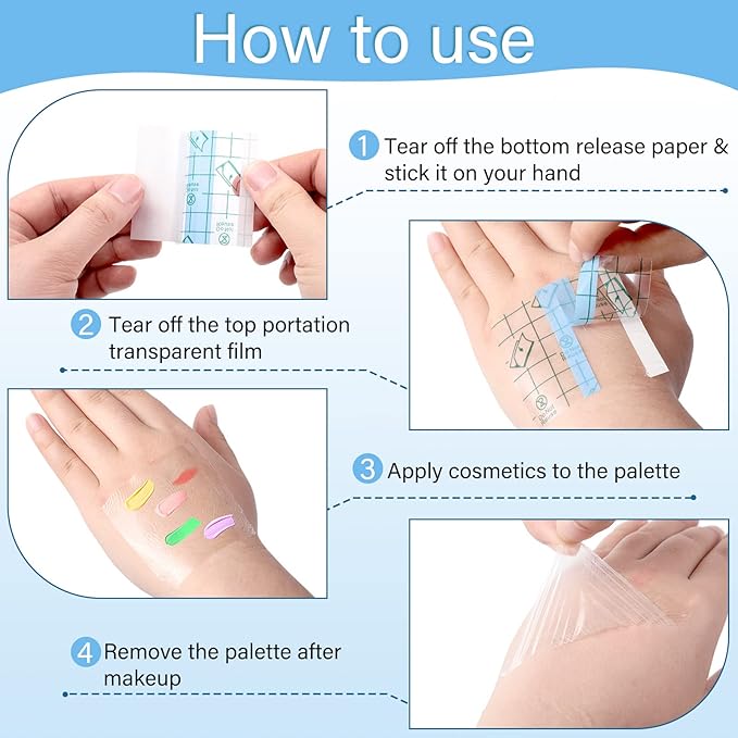 200 Pieces Makeup Hand Palette Single Use Makeup Mixing Palette Disposable Foundation Mixing Tray Adhesive Artist Cosmetic Makeup Palette Waterproof Makeup Tape for Women Girl Supplies, 2.4 x 2.4 Inch-FemmiqueWomen