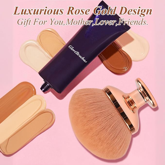 Blend & Blur Extra Large Body Makeup Brush for Self Tanner,GloréBrochas Leg Makeup & Bronzer Self Tan Applicator, 90MM Wide Round Head Kabuki Brush For Application (Rose-Gold)-FemmiqueWomen