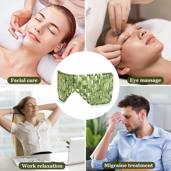 Jade Eye Mask Natural Green Jade Facial Maks for Relive Eliminate Puffiness-FemmiqueWomen