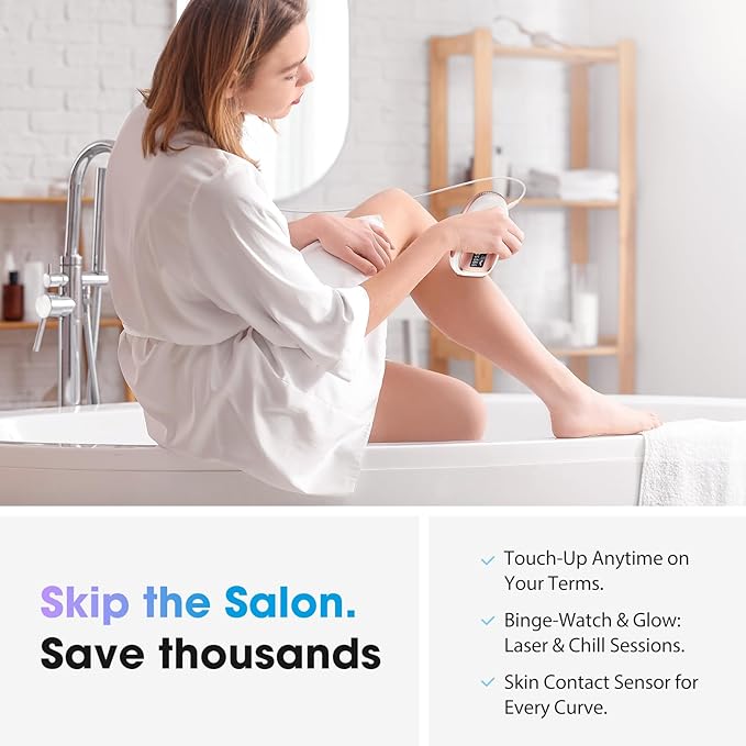 IPL Laser Hair Removal Device for Women & Men - Home 45°F Ice-Cooling Contact for Painless & Long-Lasting Results, 86% Hair Reduction in 3 Weeks for Full Body & Bikini Line, Rose Gold-FemmiqueWomen