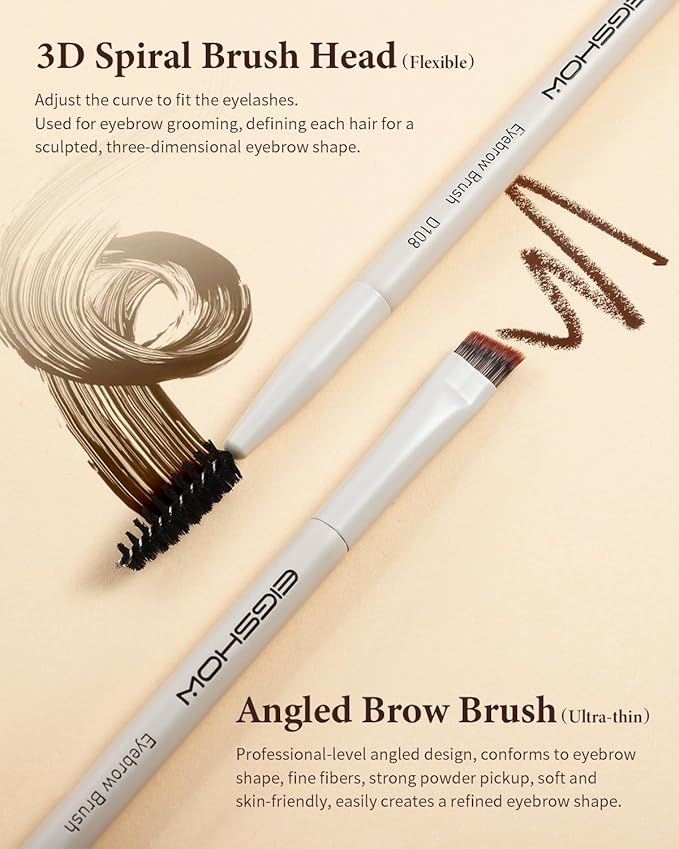 Eyebrow Brush, Dual-ended Angled Eyebrow Brush for Brows or Lashes D108 - Black-FemmiqueWomen
