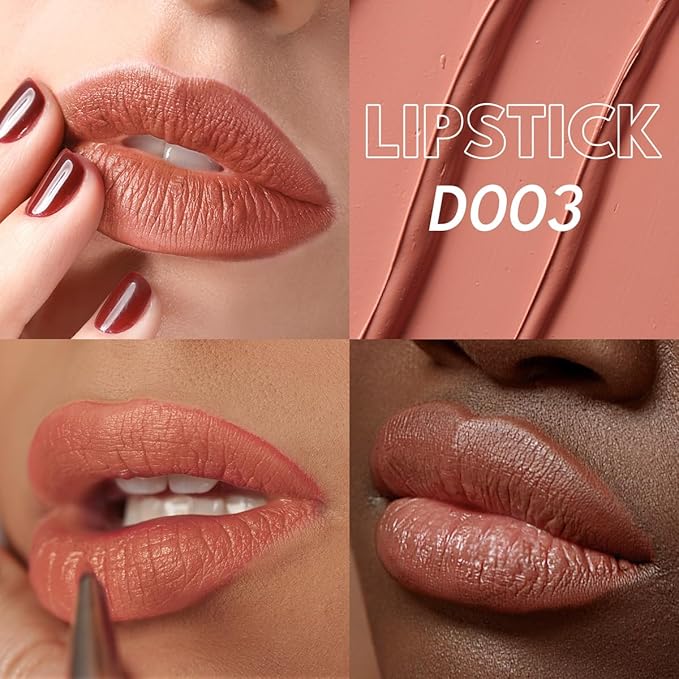 2PCS Marbled Matte Lip Stick Makeup - Velvety Finish | Naked-lip Feel, Full Coverage, D001+D003-FemmiqueWomen