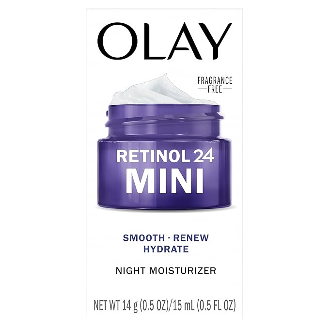 Olay Retinol 24 Face Moisturizer, Anti-Aging Night Cream for Women, Trial Size, Fragrance-Free, Non Greasy - Anti-Wrinkle, Smooth Fine Lines, Tightening Skin Care - Peptides, Glycerin, 0.5 Oz-FemmiqueWomen