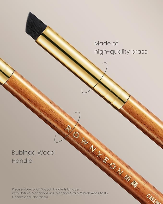 Desert Oak Series VelvetSlant Lip Artist - 45° Slanted Lip Brush for Gradient & Feathered Lips, Ultra-Soft Vegan Nylon, Bubinga Wood Handle (CM 198)-FemmiqueWomen