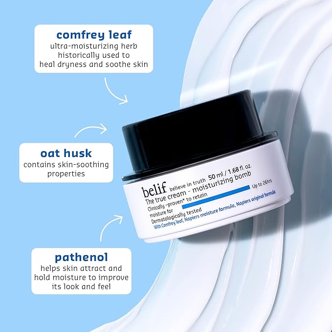 belif The True Cream Moisturizing Bomb with Oak Husk and Vitamin B | Moisturizer | Good for Dry Skin, Dryness Dullness, and Uneven Texture |For Normal, Dry Skin Types-FemmiqueWomen