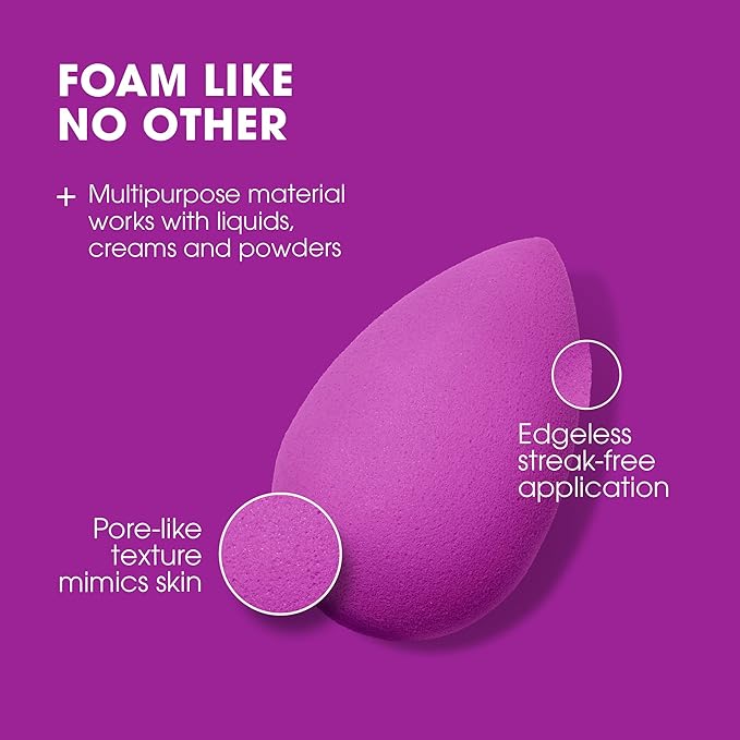 Beautyblender® | Amethyst Beauty Blender Makeup Sponge, Super-Soft Foam Easily Blends Foundations, Powders & Creams, Made in USA, Reusable, Washable, Streak Free Application, Vegan, Cruelty Free-FemmiqueWomen
