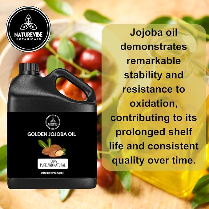 Naturevibe Botanicals Golden Jojoba Oil 32 oz – 100% Pure, Cold-Pressed Moisturizer for Skin & Hair | Antioxidant-Rich, Non-Greasy, Carrier Oil & Daily Hydration-FemmiqueWomen