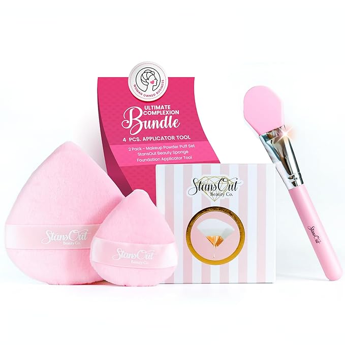StansOut Ultimate Complexion Bundle: Liquid Foundation Brush, Makeup Brushes for Liquid, Cream, Stick Foundation - Flat, Round, Blender Brushes - 101 Contoured, 108 Straight - Long-Lasting-FemmiqueWomen