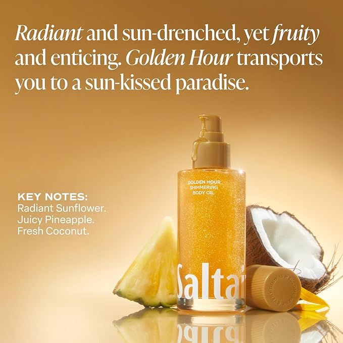 Saltair Shimmering Body Oil - Golden Hour Scented Dry Oil Moisturizer with Light-Reflecting Pearl Pigments. Moisturizing Glow for All Skin Types - 4 Fl Oz-FemmiqueWomen