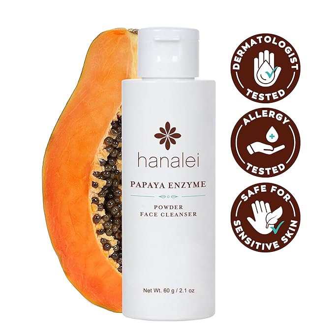 Hanalei Papaya Powder Face Cleanser - Gentle Daily Exfoliating Wash, Hydrating Non-Stripping Formula for All Skin Types - Travel-Friendly - Cruelty-Free & Paraben-Free, 60g-FemmiqueWomen