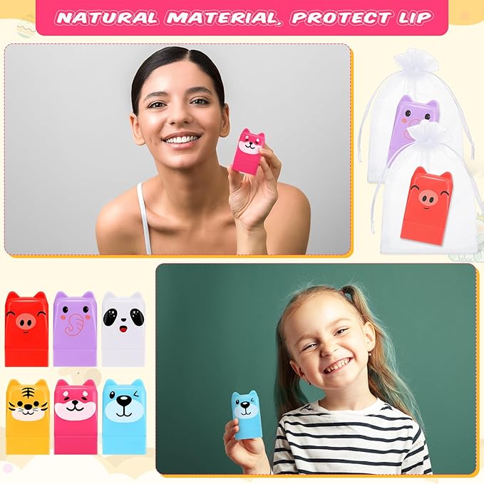 30 Sets Wild Animal Birthday Lip Balm Gifts Bulk Baby Shower Prizes Gift Girl Birthday Lip Balm Jungle Animal Party Favors for Preschool Toddler Boy Girl Classroom Prizes Classroom Prizes-FemmiqueWomen