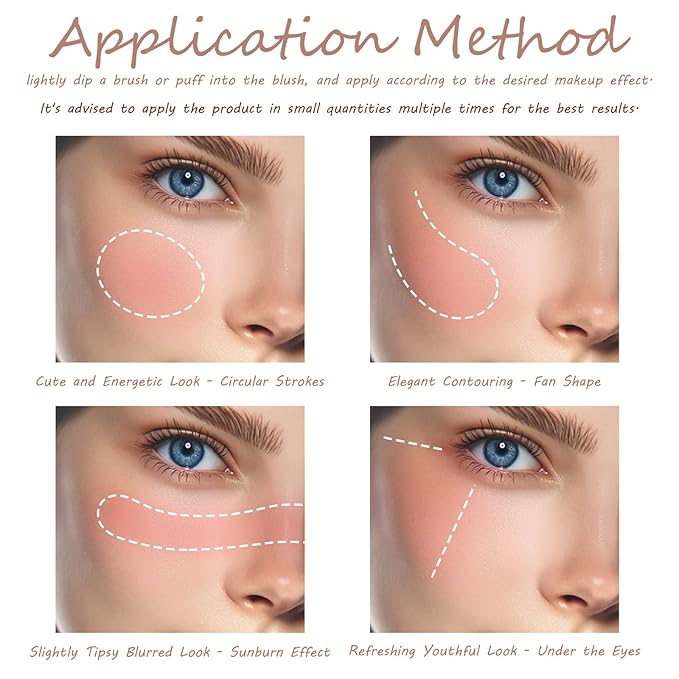 3 Color Matte Pink Blush Palette with Brush, Long Lasting Cheek Makeup, Light and Smooth Blush Powder for Face Beauty-FemmiqueWomen