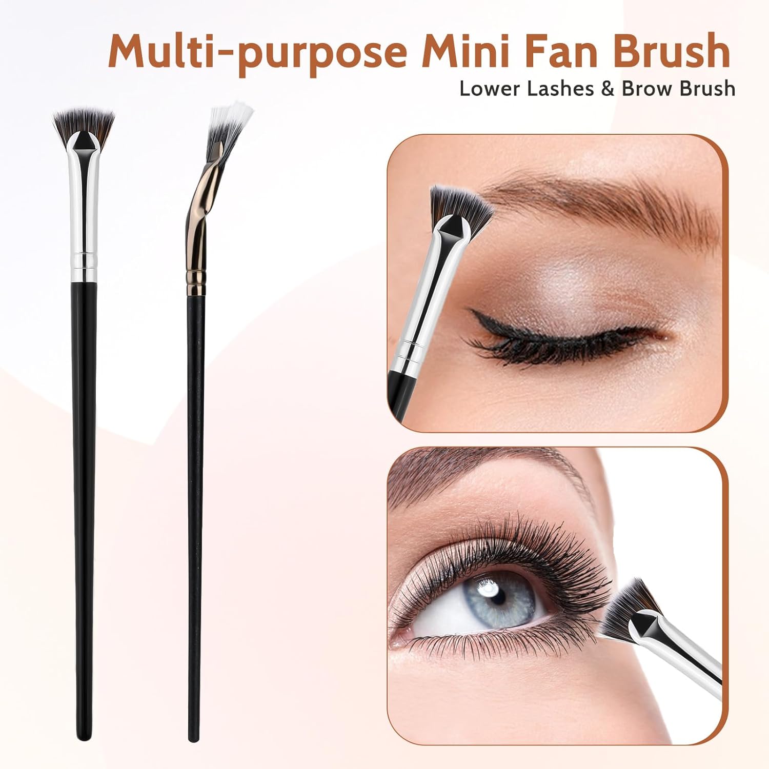 2Pcs Folding Angle Scalloped Lash Brush Multifunctional Fan Shaped Lashes Wand New Angled Eyelash Brush Separator Mascara Brushes Makeup Tool for Upper Lower Eyelash Lifted Eye Shadow Eyebrow-FemmiqueWomen