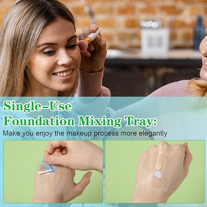 100 Pieces Makeup Hand Palette Single Use Makeup Mixing Palette Professional Makeup Artist Must Haves Disposable Transparent Waterproof Cosmetic Tray Adhesive Tape for Women and Girls-FemmiqueWomen