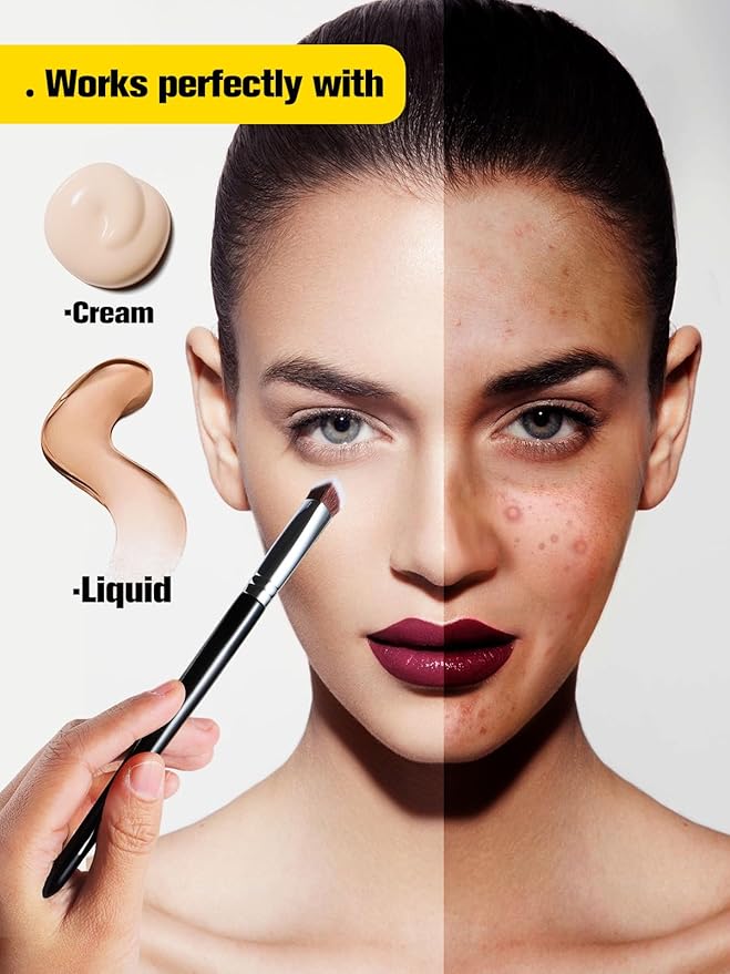 EIGSHOW Concealer Brush Under Eye, Small Triangle Brushes for Precise Coverage Dark Circles Blemishes Acne, Blending Cream and Liquid (F658)-FemmiqueWomen
