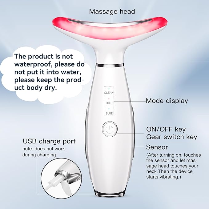 3-in-1 Beauty Massager for Face and Neck, Based on Triple Action LED, Thermal, and Vibration Technologies for Skin Care,Improve,Firm,Tightening and Smooth-FemmiqueWomen