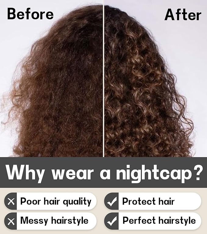 100% Mulberry Silk Bonnet for Sleeping for Curly Hair and Braids, Wrap with Adjustable Strap for Women and Men,Real Silk, Not Satin（1Pc,Black）