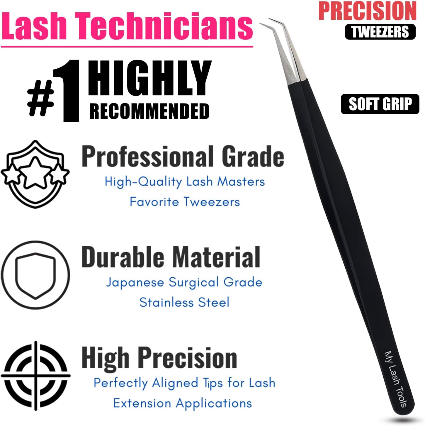 Isolation Lash Tweezers for Eyelash Extension Tweezer for Isolation Lash Extensions 14cm, Best for Individual Isolation & Classic Lashes Japanese Stainless Steel Matte Black)-FemmiqueWomen