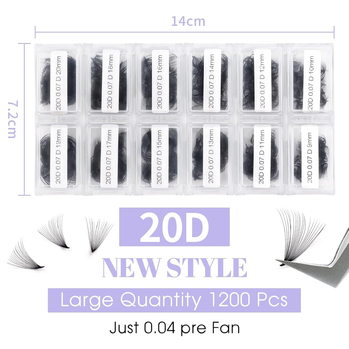 Premade Fans Eyelash Extension 1200 Fans 20P Loose Volume Lashes C Curl Pre-made Fans 9-20mm-FemmiqueWomen