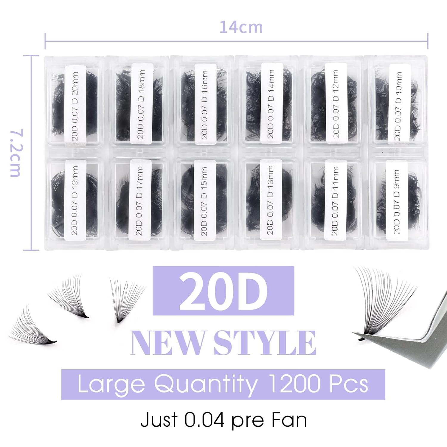 Premade Fans Eyelash Extension 1200 Fans 20P Loose Volume Lashes C Curl Pre-made Fans 9-20mm-FemmiqueWomen