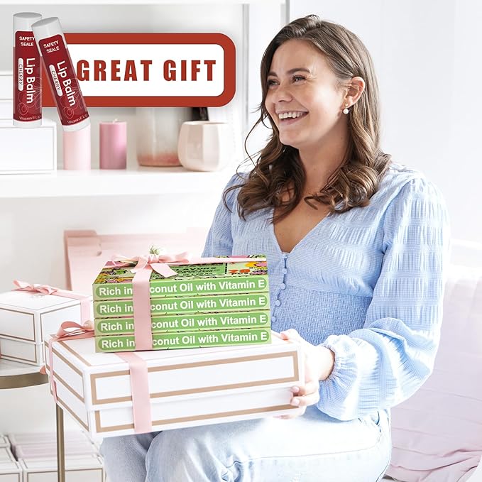 20 Pack Natural Lip Balm Bulk with Vitamin E and Coconut Oil Valentine's Day best choice - Moisturizing, Soothing, and Repairing Dry and Chapped Lips - 10 Flavors - Non-GMO-FemmiqueWomen